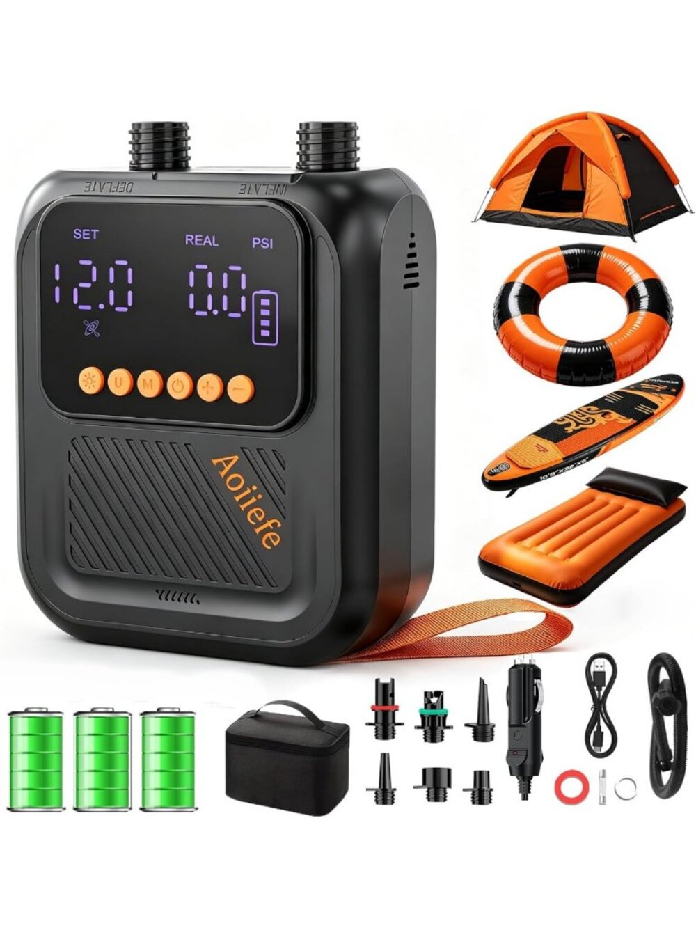 Portable Rechargeable Electric SUP Paddle Board Pump, Intelligent Dual Stage